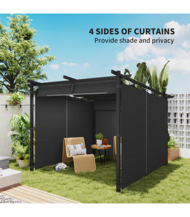 Premium Retractable Pergola Canopy with Private Curtains for Outdoor Spaces