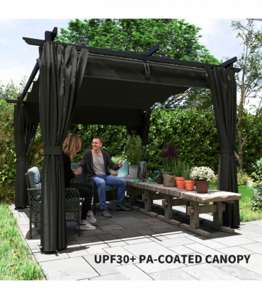 Premium Retractable Pergola Canopy with Private Curtains for Outdoor Spaces
