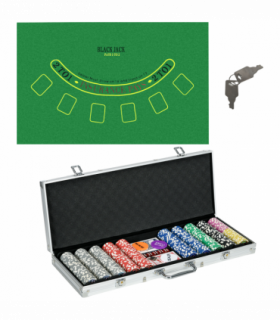 SPORTNOW 500-Piece Poker Chips Set w/ Mat, Aluminium Case, Two Decks of Cards