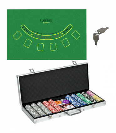 SPORTNOW 500-Piece Poker Chips Set w/ Mat, Aluminium Case, Two Decks of Cards