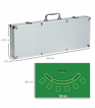 SPORTNOW 500-Piece Poker Chips Set w/ Mat, Aluminium Case, Two Decks of Cards