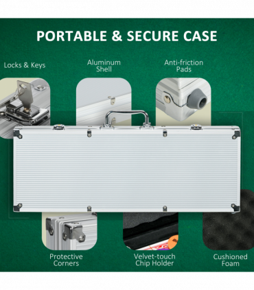 SPORTNOW 500-Piece Poker Chips Set w/ Mat, Aluminium Case, Two Decks of Cards