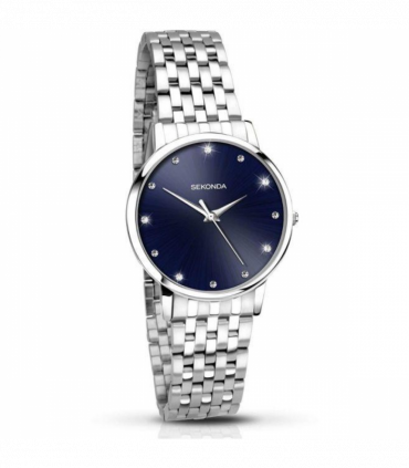 Sekonda Ladies Fashion Bling Blue Dial with Stainless Steel Bracelet Watch - 2442