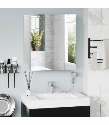 kleankin Bathroom Mirror Cabinet Wall Mount Storage organiser w/ Door, White