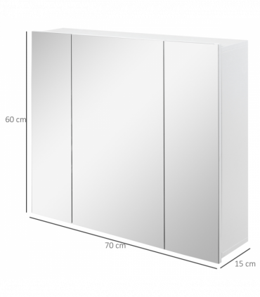 kleankin Bathroom Mirror Cabinet Wall Mount Storage organiser w/ Door, White