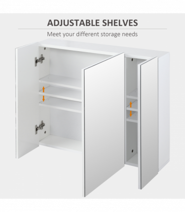 kleankin Bathroom Mirror Cabinet Wall Mount Storage organiser w/ Door, White