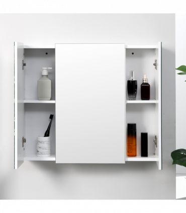 kleankin Bathroom Mirror Cabinet Wall Mount Storage organiser w/ Door, White