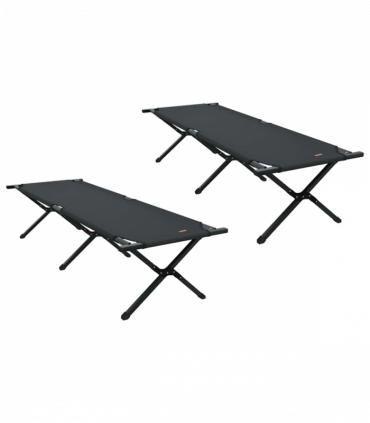 vidaXL Folding Camping Bed Folding Manual Black Oxford fabric