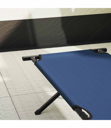 vidaXL Folding Camping Bed Folding Manual Blue Oxford fabric