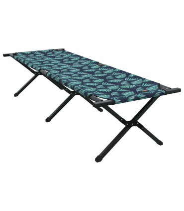 vidaXL Folding Camping Bed Folding Manual Leaf pattern Oxford fabric