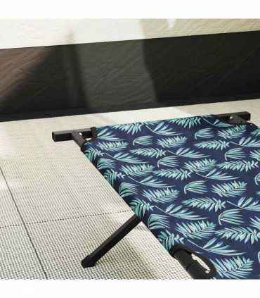 vidaXL Folding Camping Bed Folding Manual Leaf pattern Oxford fabric