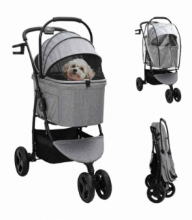 vidaXL Folding Pet Stroller Grey 78 x 54 x 101 cm 600D Oxford fabric