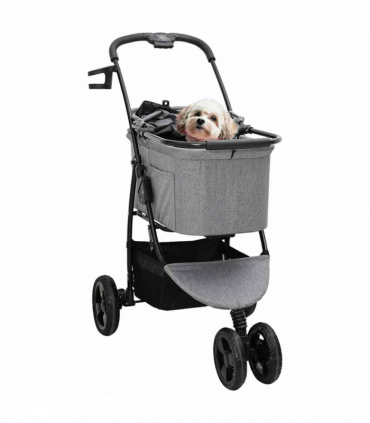 vidaXL Folding Pet Stroller Grey 78 x 54 x 101 cm 600D Oxford fabric