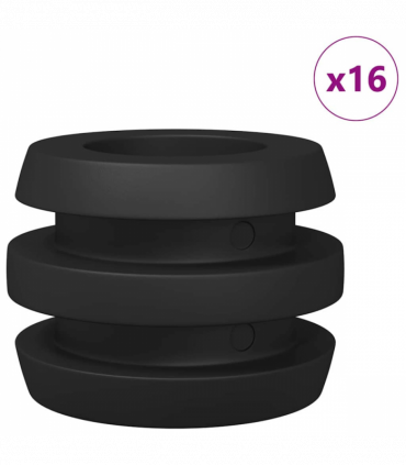 vidaXL Football Table Bumpers 3 x 3 x 2 cm Rod 16 pcs Black