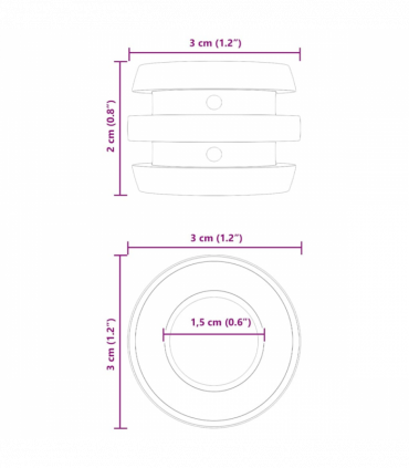 vidaXL Football Table Bumpers 3 x 3 x 2 cm Rod 16 pcs Black