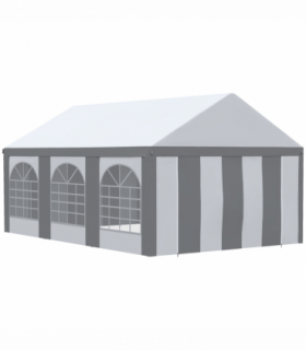 6 x 4m Party Tent, Marquee Gazebo with Sides, Six Windows and Double Doors
