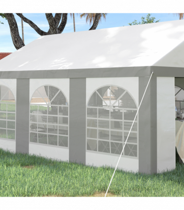 6 x 4m Party Tent, Marquee Gazebo with Sides, Six Windows and Double Doors