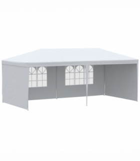 Garden Gazebo White Polyethylene Plastic 5.83m x 2.95m x 2.55m Large Spacious