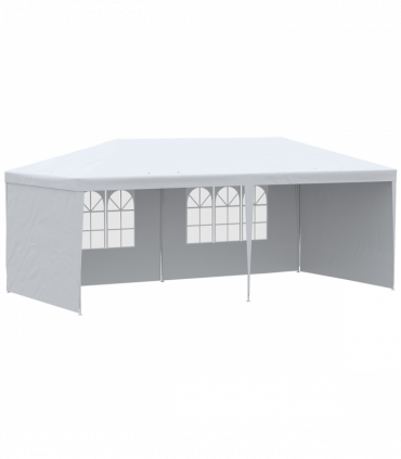 Garden Gazebo White Polyethylene Plastic 5.83m x 2.95m x 2.55m Large Spacious