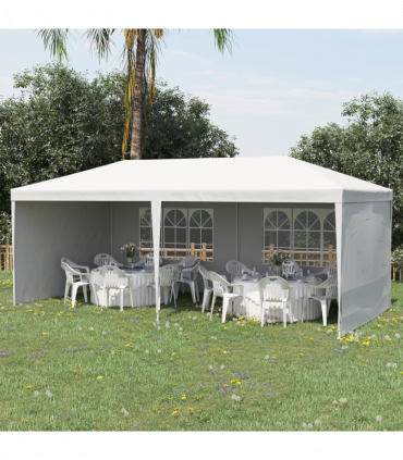 Garden Gazebo White Polyethylene Plastic 5.83m x 2.95m x 2.55m Large Spacious