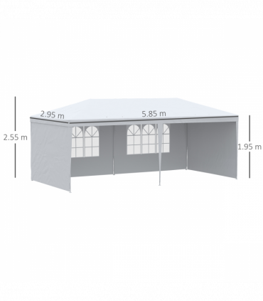 Garden Gazebo White Polyethylene Plastic 5.83m x 2.95m x 2.55m Large Spacious