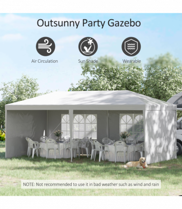 Garden Gazebo White Polyethylene Plastic 5.83m x 2.95m x 2.55m Large Spacious