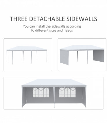 Garden Gazebo White Polyethylene Plastic 5.83m x 2.95m x 2.55m Large Spacious