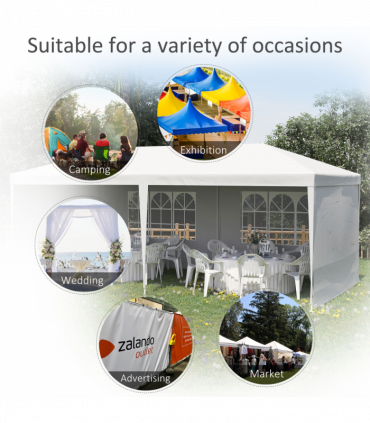 Garden Gazebo White Polyethylene Plastic 5.83m x 2.95m x 2.55m Large Spacious