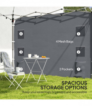 Beige Sidewall Panel for 3x3m Gazebo - Durable Oxford Fabric with Storage