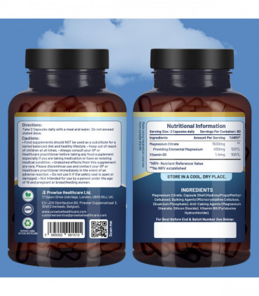 Magnesium Citrate Capsules 1500mg with Vitamin B6