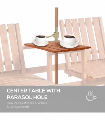 2-Seater Fir Wood Bench w/ Centre Table