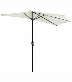 2.7 m Half Round Umbrella Parasol-Beige Polyester/Aluminum