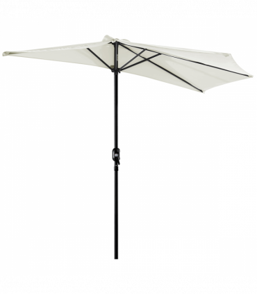 2.7 m Half Round Umbrella Parasol-Beige Polyester/Aluminum