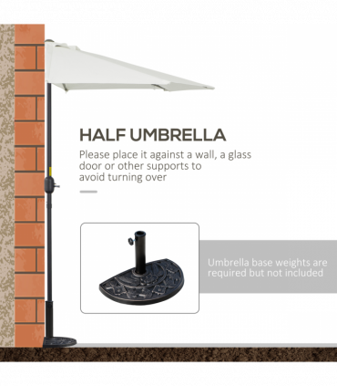 2.7 m Half Round Umbrella Parasol-Beige Polyester/Aluminum