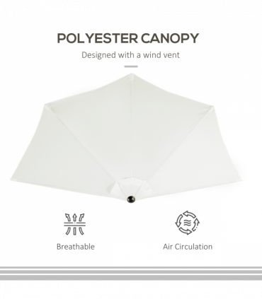 2.7 m Half Round Umbrella Parasol-Beige Polyester/Aluminum