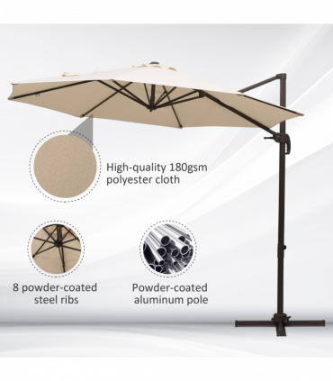 3 m Beach Hanging Umbrella Parasol