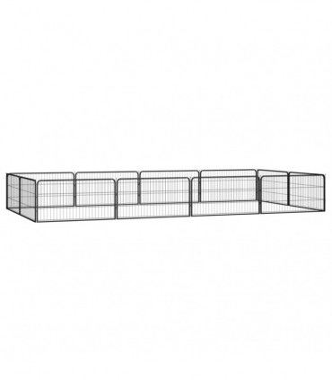 12-Panel Dog Playpen Black 100x50 cm Powder-coated Steel
