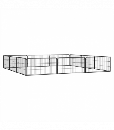 12-Panel Dog Playpen Black 100x50 cm Powder-coated Steel