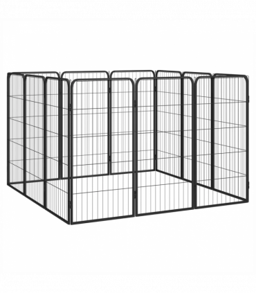 12-Panel Dog Playpen Black 50x100 cm Powder-coated Steel