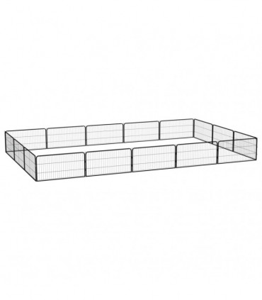 16-Panel Dog Playpen Black 100x50 cm Powder-coated Steel