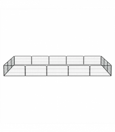 16-Panel Dog Playpen Black 100x50 cm Powder-coated Steel