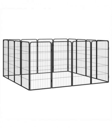 16-Panel Dog Playpen Black 50x100 cm Powder-coated Steel