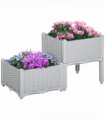 Plant Stand Grey Plastic 2 Tier 45cm x 45cm x 40cm Flower Planter Box