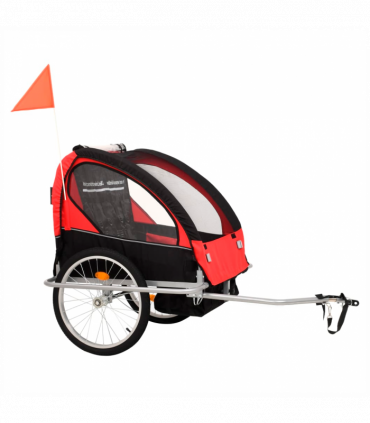 2-in-1 Kids' Bicycle Trailer & Stroller Black and Red