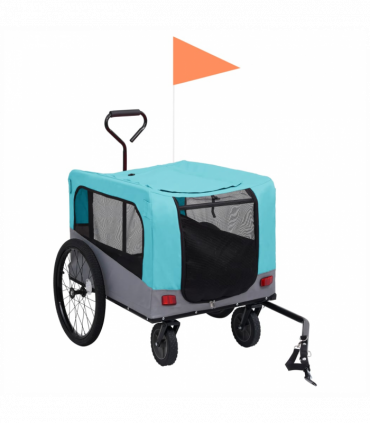 2-in-1 Pet Bike Trailer & Jogging Stroller Blue and Grey