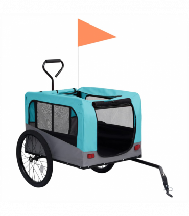 2-in-1 Pet Bike Trailer & Jogging Stroller Blue and Grey