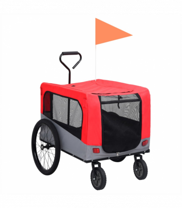 2-in-1 Pet Bike Trailer & Jogging Stroller Red and Grey