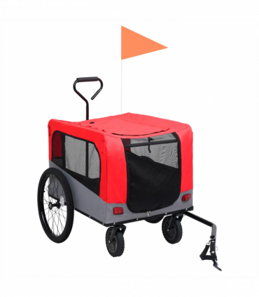 2-in-1 Pet Bike Trailer & Jogging Stroller Red and Grey