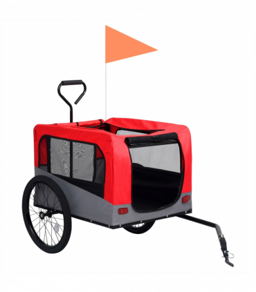2-in-1 Pet Bike Trailer & Jogging Stroller Red and Grey