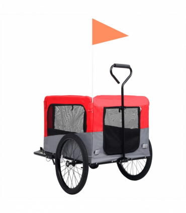 2-in-1 Pet Bike Trailer & Jogging Stroller Red and Grey